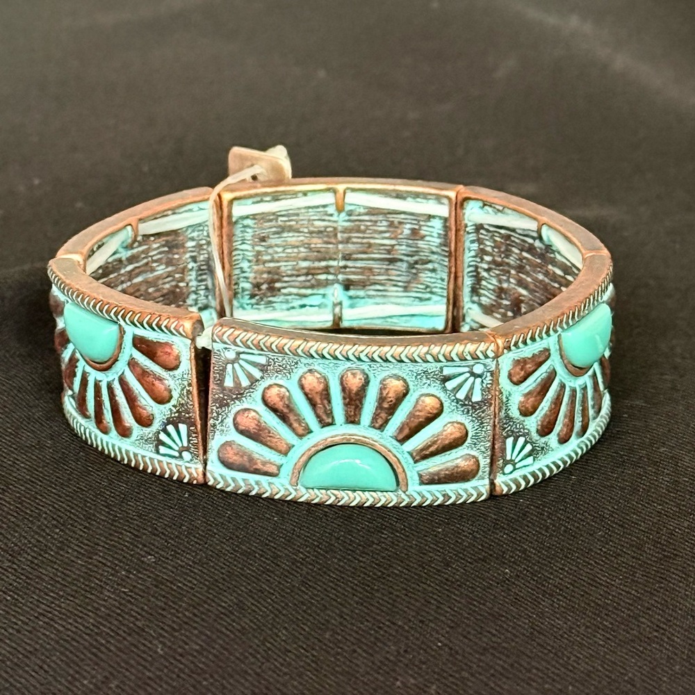 Mia Turquoise and Copper Sunburst Bracelet